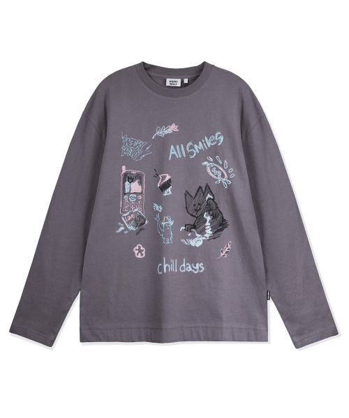 Wacky WiLLy(ワッキーウィリー)の「キキマルチグラフィックロングスリーブTシャツチャコール(Tシャツ/カットソー・レディース・その他・LARGE/X-LARGE/SMALL/MEDIUM)」の1枚目の写真