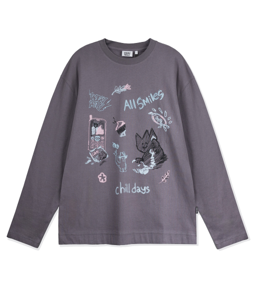 Wacky WiLLy(ワッキーウィリー)の「キキマルチグラフィックロングスリーブTシャツチャコール(Tシャツ/カットソー・レディース・その他・LARGE/X-LARGE/SMALL/MEDIUM)」の2枚目の写真