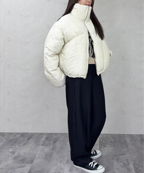 Per sist ence（パーシエンス）の「ファイバーダウンスタンドショートジャケット（ダウンジャケット/コート・レディース・アイボリー/ブラック/グレイッシュベージュ/ブラウン・ONE SIZE）」の8枚目の写真