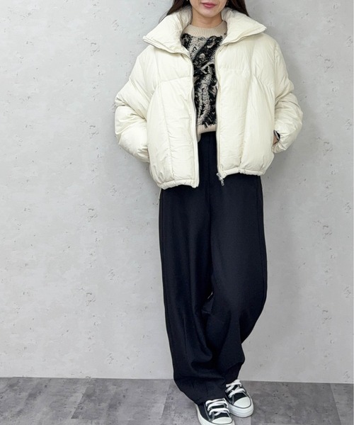 Per sist ence（パーシエンス）の「ファイバーダウンスタンドショートジャケット（ダウンジャケット/コート・レディース・アイボリー/ブラック/グレイッシュベージュ/ブラウン・ONE SIZE）」の18枚目の写真