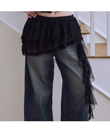 Lace Layered Mini Skirt [Black]