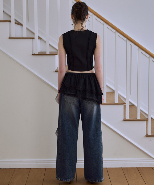 ROSEFRANTZ（ロゼフランツ）の「Lace Layered Mini Skirt [Black]（スカート・レディース・ブラック・FREE）」の2枚目の写真