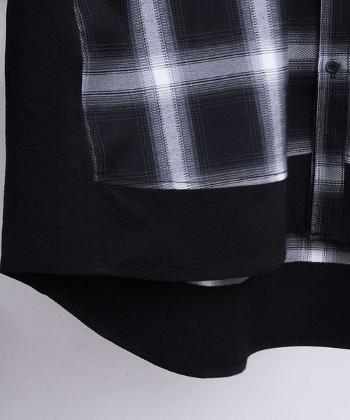 セール】【UNISEX】SOLID CHECK OVER SHIRTS/ソリッドチェックオーバー