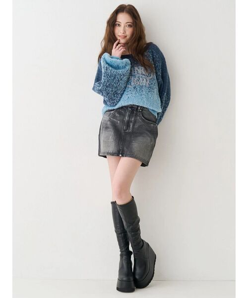 EVRIS（エヴリス）の「レースグラフィックデニムミニスカート（デニムスカート・レディース・ブルー/ブラック・SMALL/MEDIUM）」の18枚目の写真