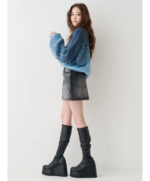 EVRIS（エヴリス）の「レースグラフィックデニムミニスカート（デニムスカート・レディース・ブルー/ブラック・SMALL/MEDIUM）」の19枚目の写真