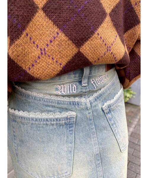 EVRIS（エヴリス）の「レースグラフィックデニムミニスカート（デニムスカート・レディース・ブルー/ブラック・SMALL/MEDIUM）」の21枚目の写真