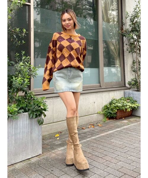 EVRIS（エヴリス）の「レースグラフィックデニムミニスカート（デニムスカート・レディース・ブルー/ブラック・SMALL/MEDIUM）」の12枚目の写真