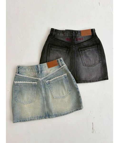 EVRIS（エヴリス）の「レースグラフィックデニムミニスカート（デニムスカート・レディース・ブルー/ブラック・SMALL/MEDIUM）」の8枚目の写真