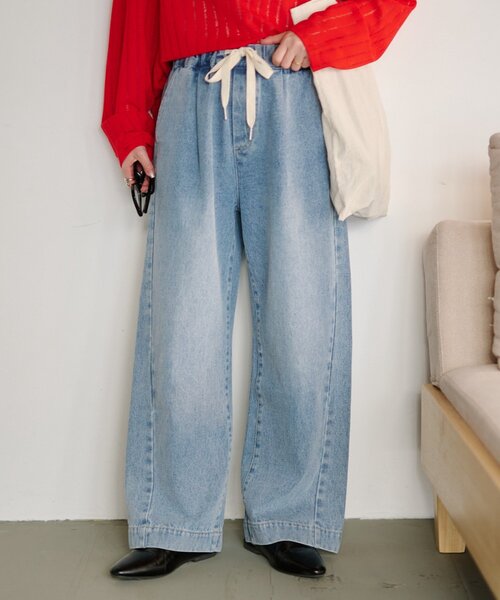 CIAOPANIC TYPY(チャオパニックティピー)の「【5サイズ展開/低身長・高身長対応】デイリーイージーワイドデニム(デニムパンツ・レディース・ネイビー/サックスブルー/ブラック/ブルー/ブルー系その他/インディゴブルー・X-LARGE/X-SMALL/SMALL/MEDIUM/LARGE)」の3枚目の写真