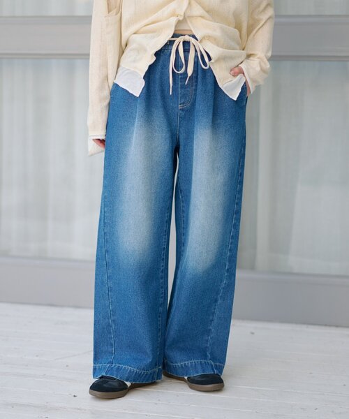 CIAOPANIC TYPY(チャオパニックティピー)の「【5サイズ展開/低身長・高身長対応】デイリーイージーワイドデニム(デニムパンツ・レディース・ネイビー/サックスブルー/ブラック/ブルー/ブルー系その他/インディゴブルー・X-LARGE/X-SMALL/SMALL/MEDIUM/LARGE)」の5枚目の写真