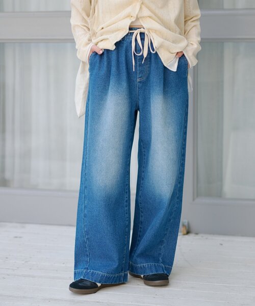 5サイズ展開/低身長・高身長対応】デイリーイージーワイドデニム