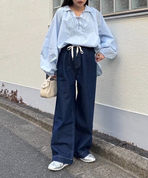 CIAOPANIC TYPY(チャオパニックティピー)の「【5サイズ展開/低身長・高身長対応】デイリーイージーワイドデニム(デニムパンツ・レディース・ネイビー/サックスブルー/ブラック/ブルー/ブルー系その他/インディゴブルー・X-LARGE/X-SMALL/SMALL/MEDIUM/LARGE)」の18枚目の写真