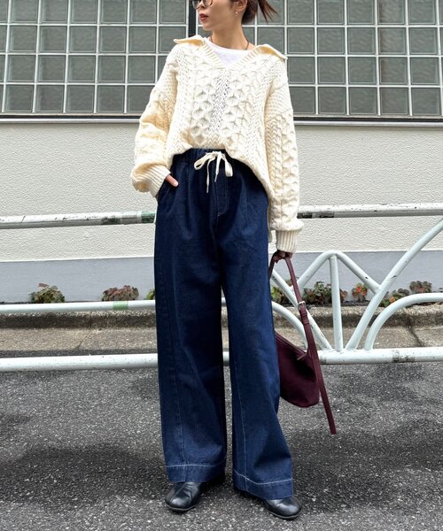 CIAOPANIC TYPY(チャオパニックティピー)の「【5サイズ展開/低身長・高身長対応】デイリーイージーワイドデニム(デニムパンツ・レディース・ネイビー/サックスブルー/ブラック/ブルー/ブルー系その他/インディゴブルー・X-LARGE/X-SMALL/SMALL/MEDIUM/LARGE)」の12枚目の写真