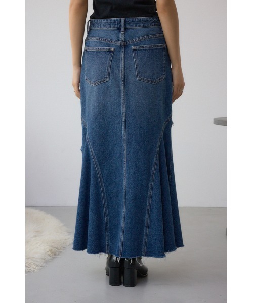 AZUL by moussy(アズールバイマウジー)の「【サイズ,身長別画像あり】AZUL DENIM ダメージマーメイドスカート(デニムスカート・レディース・ライトブラック/ブルー・SMALL/MEDIUM)」の8枚目の写真
