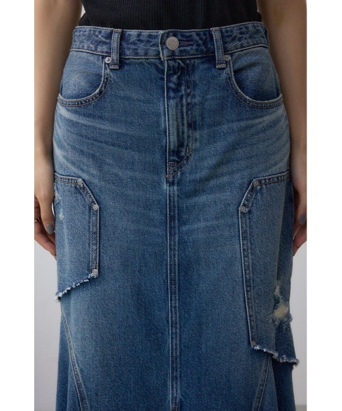 AZUL by moussy(アズールバイマウジー)の「【サイズ,身長別画像あり】AZUL DENIM ダメージマーメイドスカート(デニムスカート・レディース・ライトブラック/ブルー・SMALL/MEDIUM)」の9枚目の写真