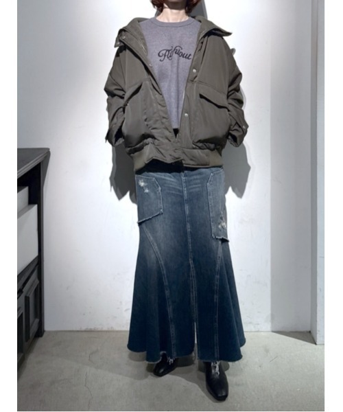 AZUL by moussy(アズールバイマウジー)の「【サイズ,身長別画像あり】AZUL DENIM ダメージマーメイドスカート(デニムスカート・レディース・ライトブラック/ブルー・SMALL/MEDIUM)」の17枚目の写真