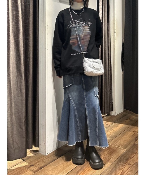AZUL by moussy(アズールバイマウジー)の「【サイズ,身長別画像あり】AZUL DENIM ダメージマーメイドスカート(デニムスカート・レディース・ライトブラック/ブルー・SMALL/MEDIUM)」の18枚目の写真