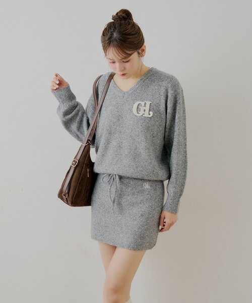 Chico(チコ)の「【セットアップ対応】ニットタイトミニスカート(スカート・レディース・ピンク/アイボリー/グレー・FREE)」の2枚目の写真