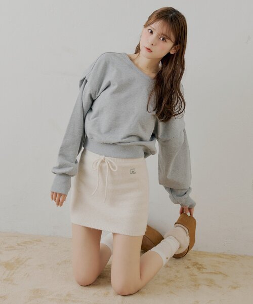 Chico(チコ)の「【セットアップ対応】ニットタイトミニスカート(スカート・レディース・ピンク/アイボリー/グレー・FREE)」の1枚目の写真