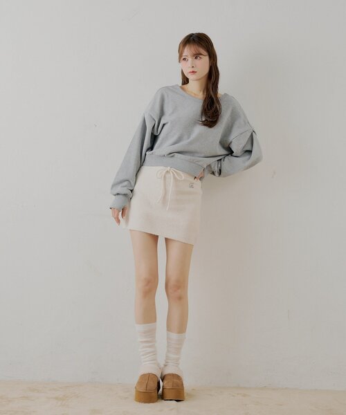 Chico(チコ)の「【セットアップ対応】ニットタイトミニスカート(スカート・レディース・ピンク/アイボリー/グレー・FREE)」の12枚目の写真