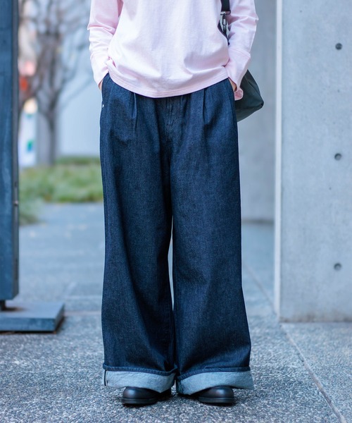 D.M.G / ディーエムジー] 11ozデニム ツータックシックレッグパンツ