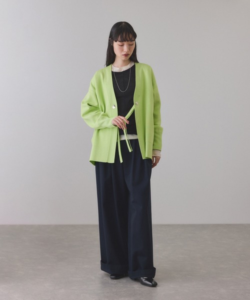 ADAM ET ROPE'(アダムエロペ)の「【サステナブル】マルチwayリボンミドルカーディガン(カーディガン/ボレロ・レディース・オフホワイト/ブラック/ライトグリーン・FREE)」の16枚目の写真