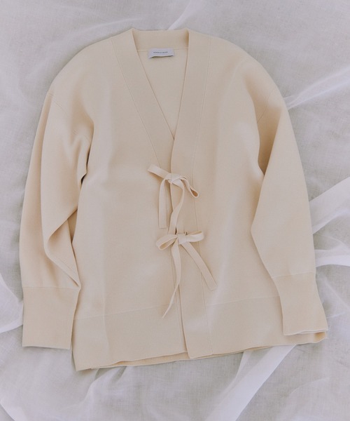 ADAM ET ROPE'(アダムエロペ)の「【サステナブル】マルチwayリボンミドルカーディガン(カーディガン/ボレロ・レディース・オフホワイト/ブラック/ライトグリーン・FREE)」の11枚目の写真