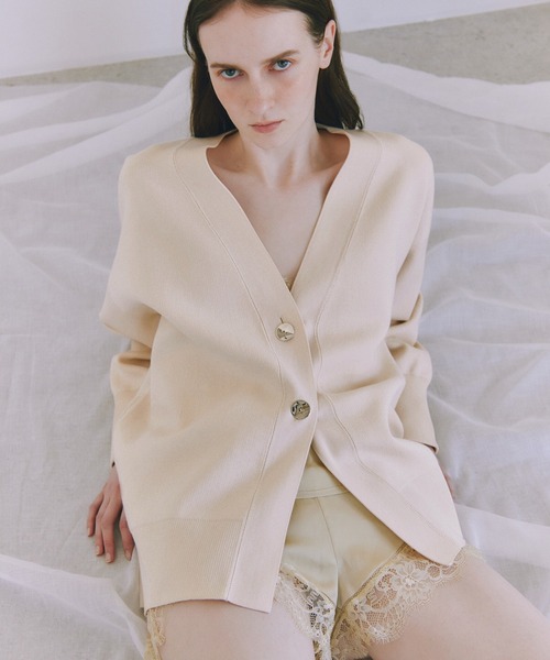 ADAM ET ROPE'(アダムエロペ)の「【サステナブル】マルチwayリボンミドルカーディガン(カーディガン/ボレロ・レディース・オフホワイト/ブラック/ライトグリーン・FREE)」の6枚目の写真