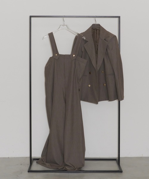 room153（ルームイチゴサン）の「ピンストライプオールインワン（つなぎ/オールインワン・レディース・グレイッシュベージュ・0/1）」の6枚目の写真