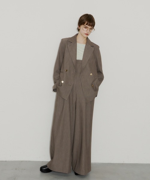room153（ルームイチゴサン）の「ピンストライプオールインワン（つなぎ/オールインワン・レディース・グレイッシュベージュ・0/1）」の2枚目の写真