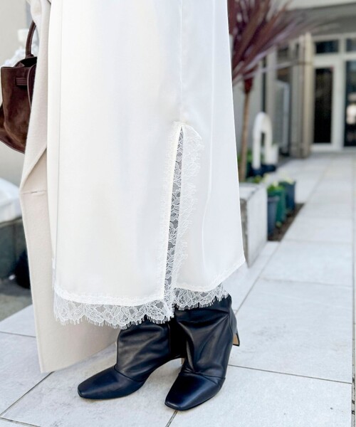 NOLLEY’S Sophi（ノーリーズソフィ）の「ウォッシャブルトリミングレースサテンキャミワンピース（ワンピース・レディース・ブラック/オフホワイト・38）」の17枚目の写真