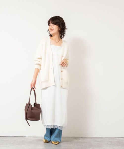 NOLLEY’S Sophi（ノーリーズソフィ）の「ウォッシャブルトリミングレースサテンキャミワンピース（ワンピース・レディース・ブラック/オフホワイト・38）」の18枚目の写真