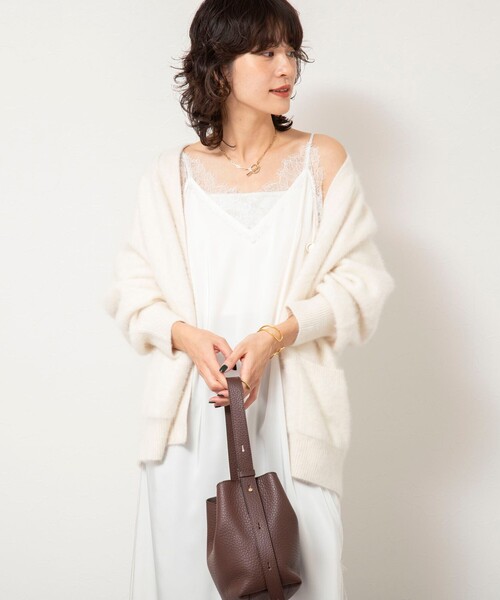 NOLLEY’S Sophi（ノーリーズソフィ）の「ウォッシャブルトリミングレースサテンキャミワンピース（ワンピース・レディース・ブラック/オフホワイト・38）」の20枚目の写真