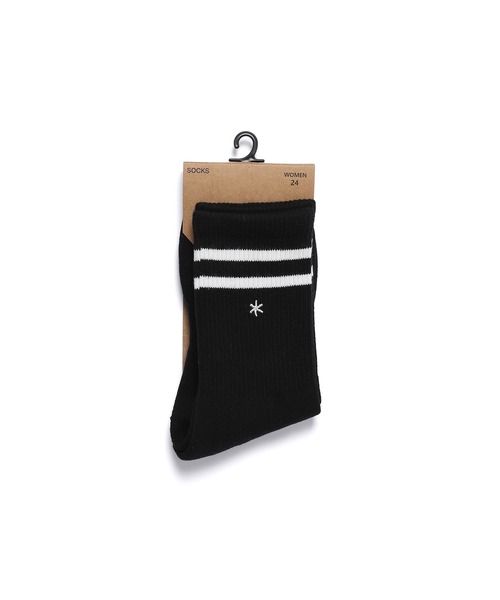 Snow Peak(スノーピーク)の「Snow Peak / Asterisk Crew Socks 24 アスタリスククルーソックス 海外限定(ソックス/靴下・レディース・ブラック・ONE SIZE)」の2枚目の写真