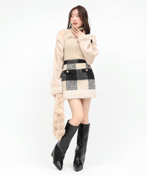 ROYAL PARTY(ロイヤルパーティー)の「シャギーハイネックファーボレロアンサンブル(ニット/セーター・レディース・オフホワイト/ベージュ/ブラック・FREE)」の14枚目の写真