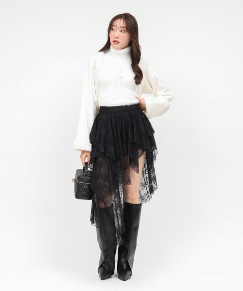 ROYAL PARTY(ロイヤルパーティー)の「シャギーハイネックファーボレロアンサンブル(ニット/セーター・レディース・オフホワイト/ベージュ/ブラック・FREE)」の12枚目の写真