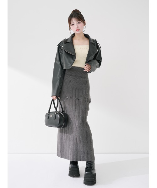 アシメレイヤードニットトップスgry ダーリッチ Darich アシメレイヤードニットトップス （グレー