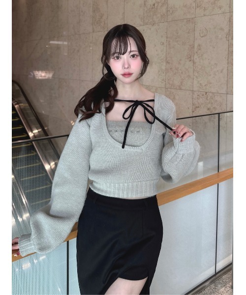 アシメレイヤードニットトップス（ニット/セーター）｜Darich