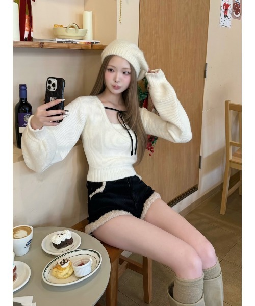 アシメレイヤードニットトップス（ニット/セーター）｜Darich