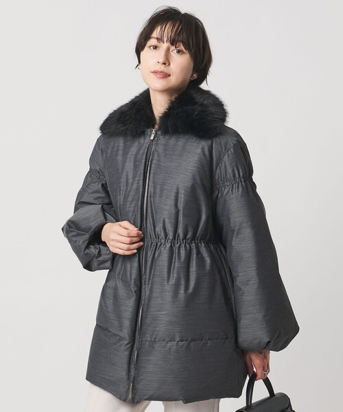 UNITED ARROWS（ユナイテッドアローズ）の「ペプラム ミドル ダウンコート（ダウンジャケット/コート・レディース・ブラック/ダークグレー・38/36）」の4枚目の写真