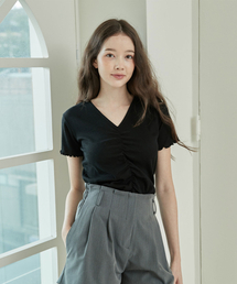 シャーリングハーフTシャツブラック[T42]