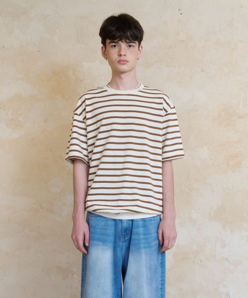 NOUN(ノウン)の「stripe sweat t-shirts (cream)(Tシャツ/カットソー・メンズ・その他・1/2)」の1枚目の写真