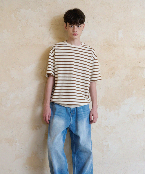 NOUN(ノウン)の「stripe sweat t-shirts (cream)(Tシャツ/カットソー・メンズ・その他・1/2)」の2枚目の写真