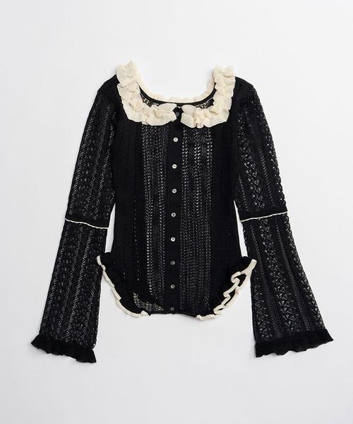 PRANK PROJECT（プランクプロジェクト）の「【2026Spring Pre-Order】クロシェライク2WAYカーディガン / Crochet-Like Frill Bodysuit（ニット/セーター・レディース・ブラック/ベージュ/レッド・FREE）」の18枚目の写真