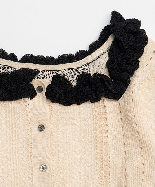 PRANK PROJECT（プランクプロジェクト）の「【2026Spring Pre-Order】クロシェライク2WAYカーディガン / Crochet-Like Frill Bodysuit（ニット/セーター・レディース・ブラック/ベージュ/レッド・FREE）」の21枚目の写真
