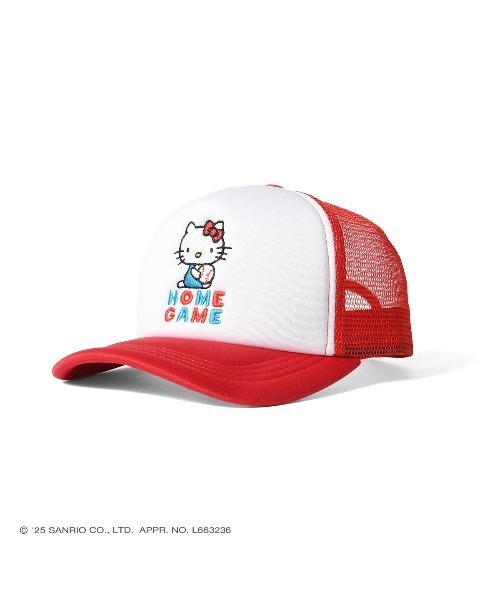 sanrio（サンリオ）の「サンリオキャラクターズ × ホームゲーム [HOMEGAME] - ハローキティー メッシュキャップ  [HELLO KITTY MESH CAP RED HG251406]（キャップ・レディース・レッド・FREE）」の2枚目の写真