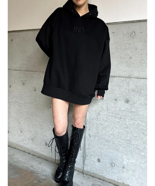 EGOIST（エゴイスト）の「ラインストーンフードトップス（パーカー・レディース・ホワイト/ブラック・FREE）」の7枚目の写真