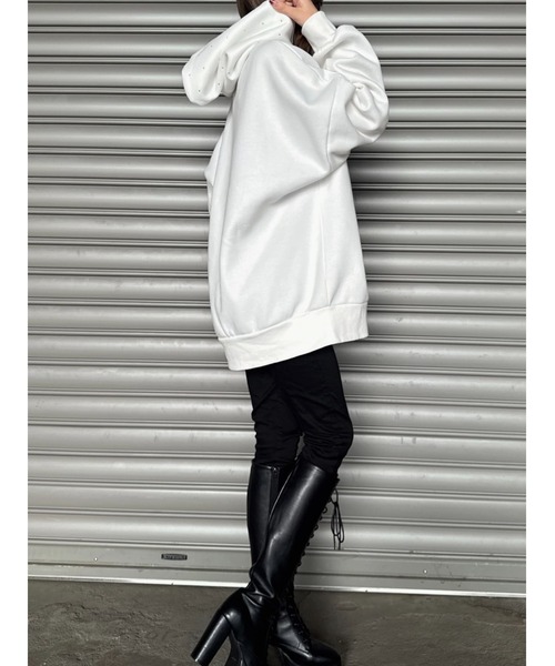 EGOIST（エゴイスト）の「ラインストーンフードトップス（パーカー・レディース・ホワイト/ブラック・FREE）」の13枚目の写真