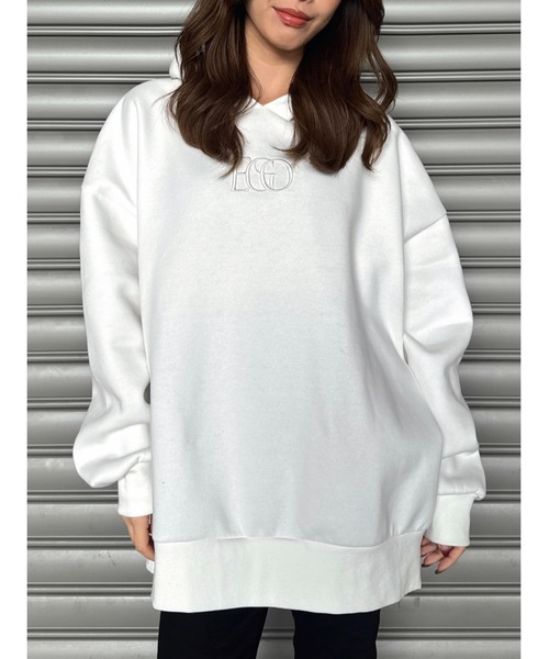 EGOIST（エゴイスト）の「ラインストーンフードトップス（パーカー・レディース・ホワイト/ブラック・FREE）」の9枚目の写真