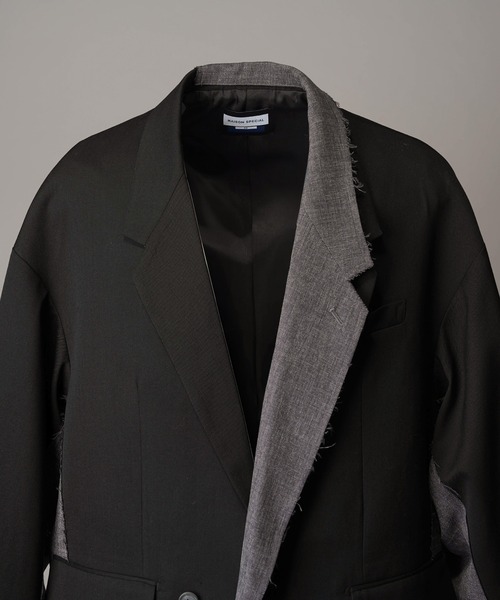 MAISON SPECIAL（メゾンスペシャル）の「《UNISEX》Cut-off Layering Prime-Over Jacket/カットオフレイヤリングプライムオーバージャケット【MAISON SPECIAL/メゾンスペシャル】■セットアップ対応■（テーラードジャケット・メンズ・チャコールグレー/ブラック・0/1/2）」の22枚目の写真
